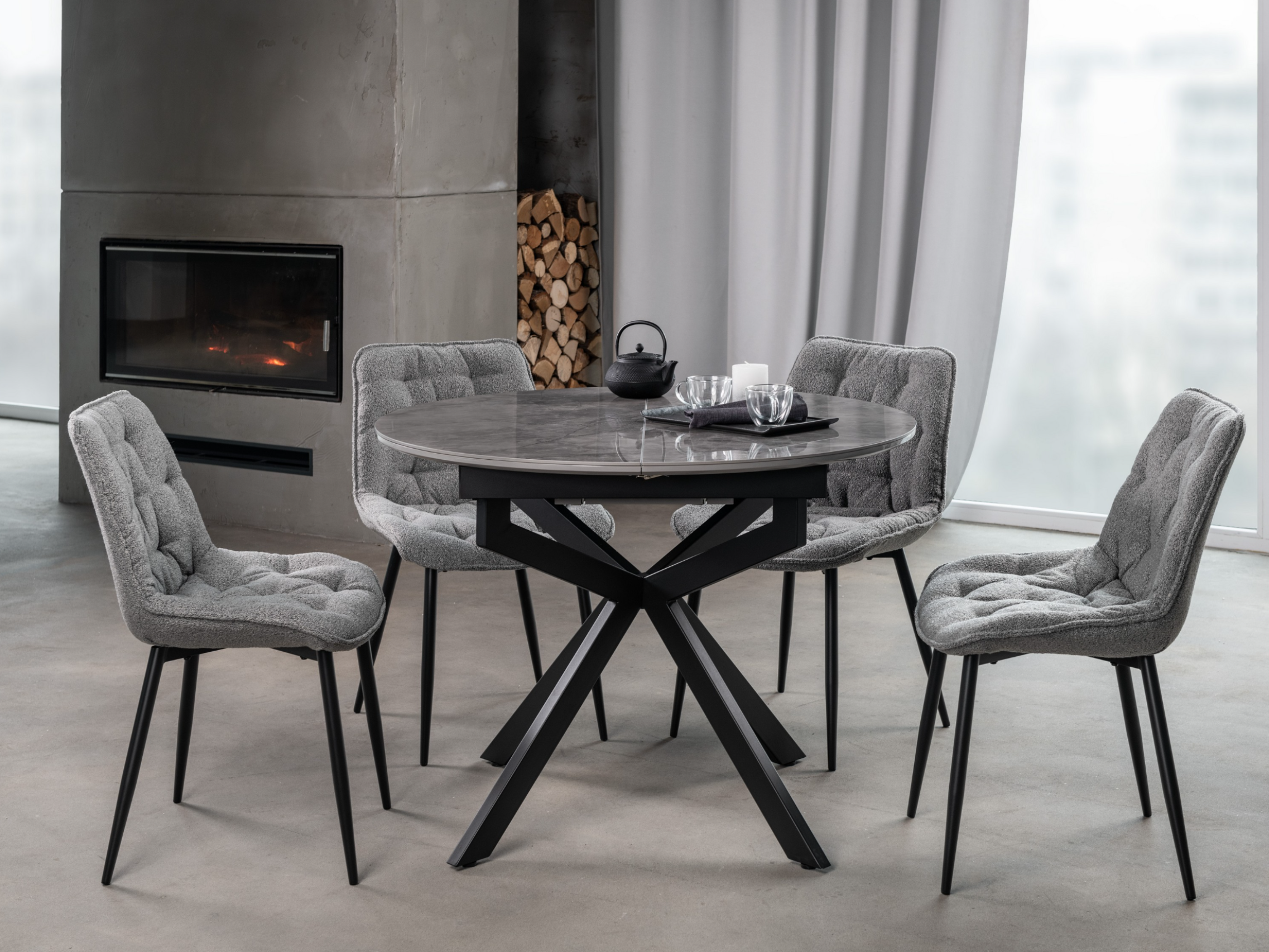 Обідній стіл круглий Vetro Mebel Офелія 1050/1380/760 мм Спайдер грей/Чорний (TML-1250) - фото 6 Обідній стіл круглий Vetro Mebel Офелія 1050/1380/760 мм Спайдер грей/Чорний (TML-1250) - фото 6