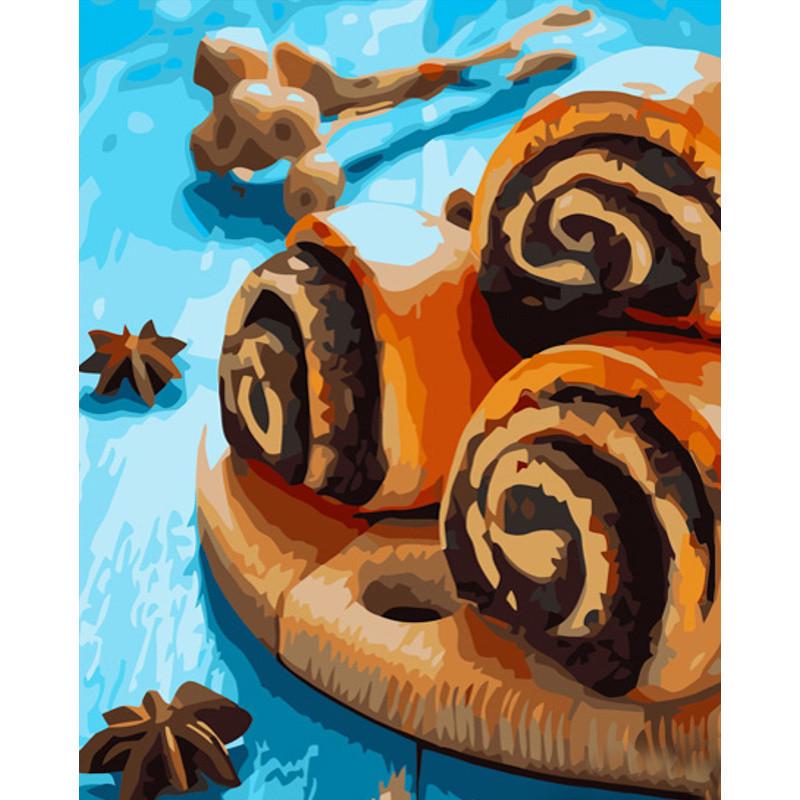 Картина за номерами Strateg Преміум Макові булочки 40х50 см (GS662)