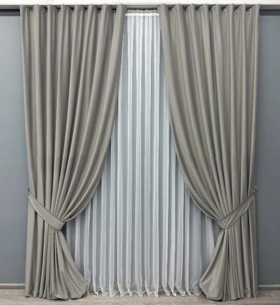Комплект штор бархат 2х2,9 м 2 шт. Светло-серый (1660ш)