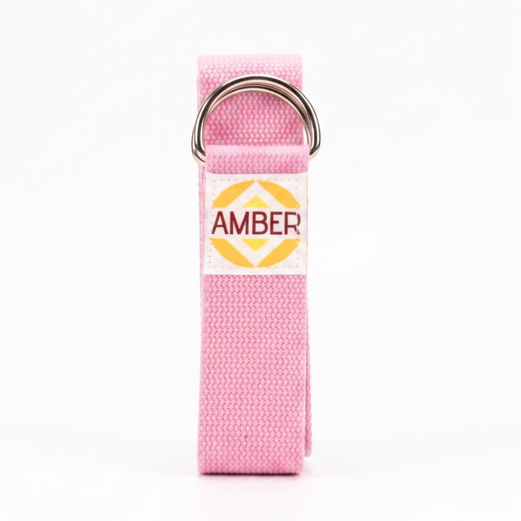 Ремень для йоги Amber с D-пряжкой 183x3,8 см Розовый (ar210pk)