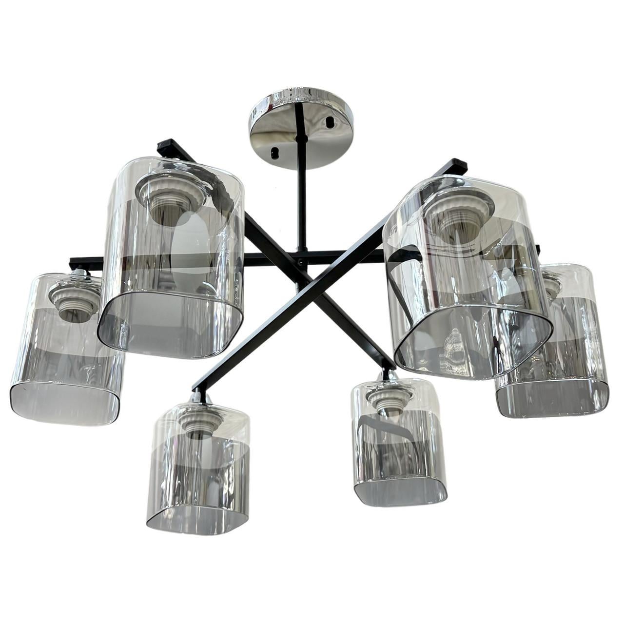 Люстра потолочная Numina на 6 плафонов 3-C 1211/6 Черный/Хром