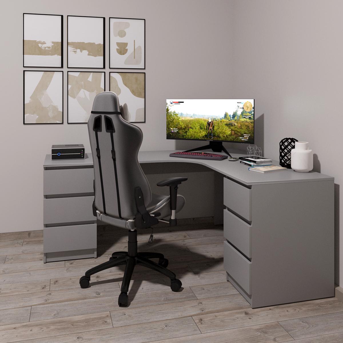 Письмовий стіл кутовий Mebellini Леон 1400/1400х750х600 мм Алюміній (арт.SKEP1000-119) - фото 2 Письмовий стіл кутовий Mebellini Леон 1400/1400х750х600 мм Алюміній (арт.SKEP1000-119) - фото 2