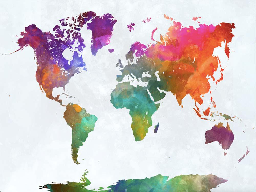 Фотообои Artside Разноцветная карта мира 1040320211