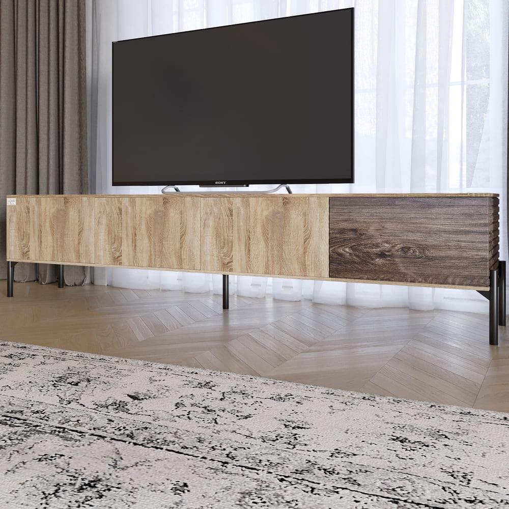 Тумба под телевизор Lion Грей на черных металлических ножках Дуб Сонома/Дерево (000-000-2470)