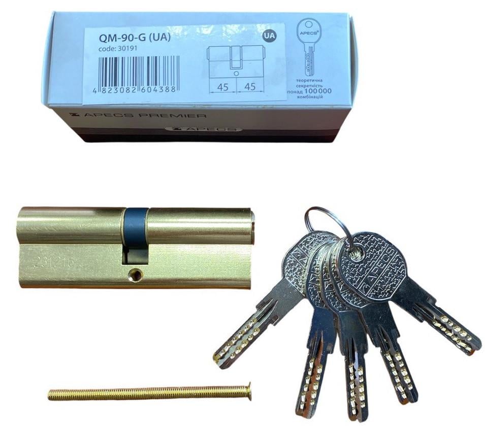 Цилиндр для замков Apecs Premier QM 90 45х45 мм G (5393) - фото 2