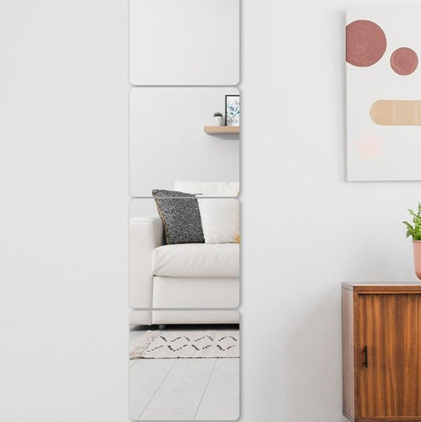 Зеркало на стену акриловое самоклеющееся гибкое 30х30 см 4 шт. (C00092-1) - фото 5