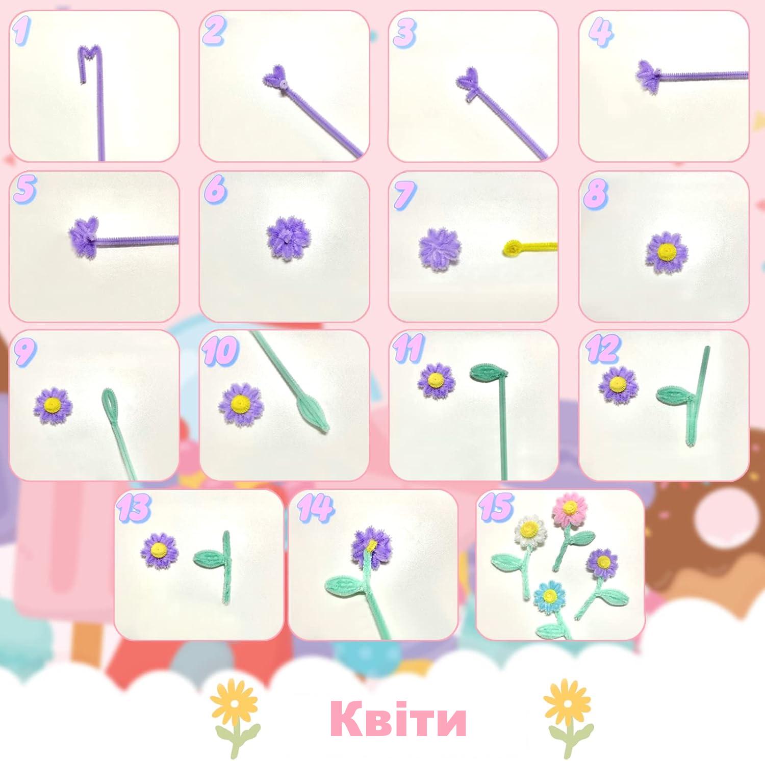 Набір синельного дроту LET’S RESIN 70 пухнастих кольорових паличок для творчості 7 кольорів 30 см - фото 6