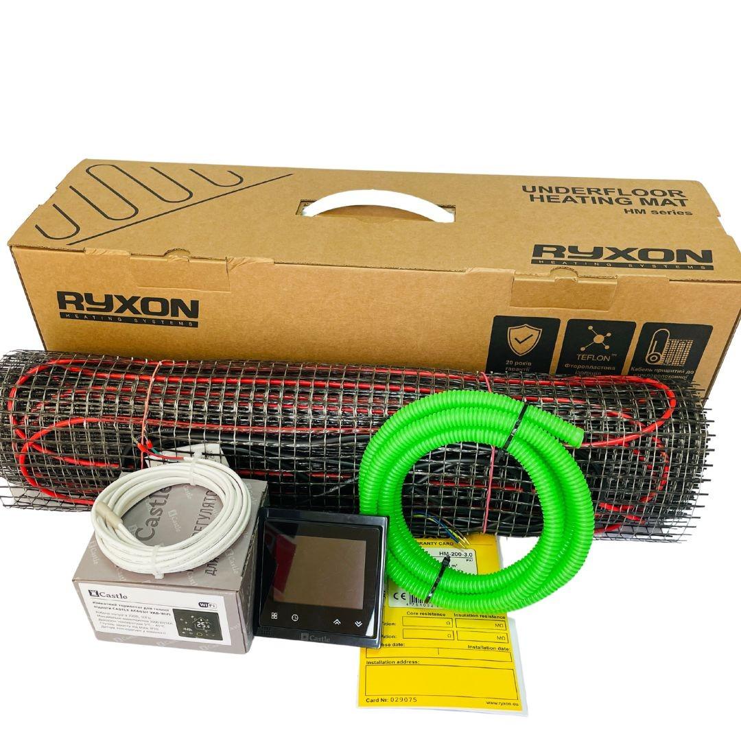 Мат нагрівальний RYXON 200 Вт/Wi-Fi термостат 2,5 м2 Чорний