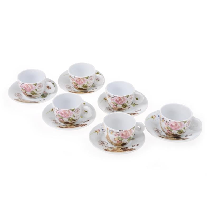 Набір кавових чашок з блюдцями Lora NP86 6х6 90 мл Набір кавових чашок з блюдцями Lora NP86 6х6 90 мл