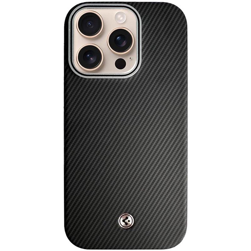 Противоударный чехол PC+Leather SGP with MagSafe для Apple iPhone 16 Pro (6.3") Carbon