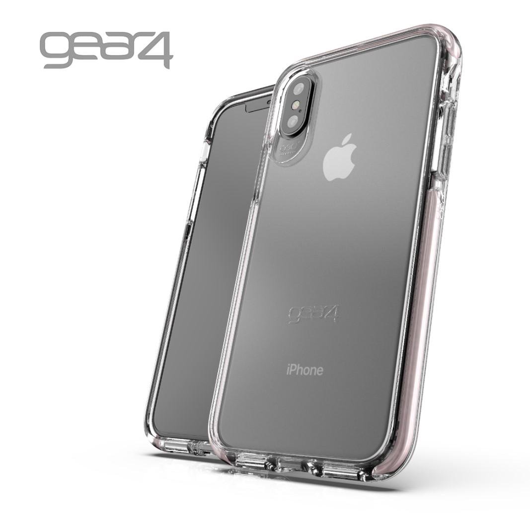 Фирменный противоударный чехол Gear4 Piccadilly Clear Rose D3O IP для iPhone X Xs