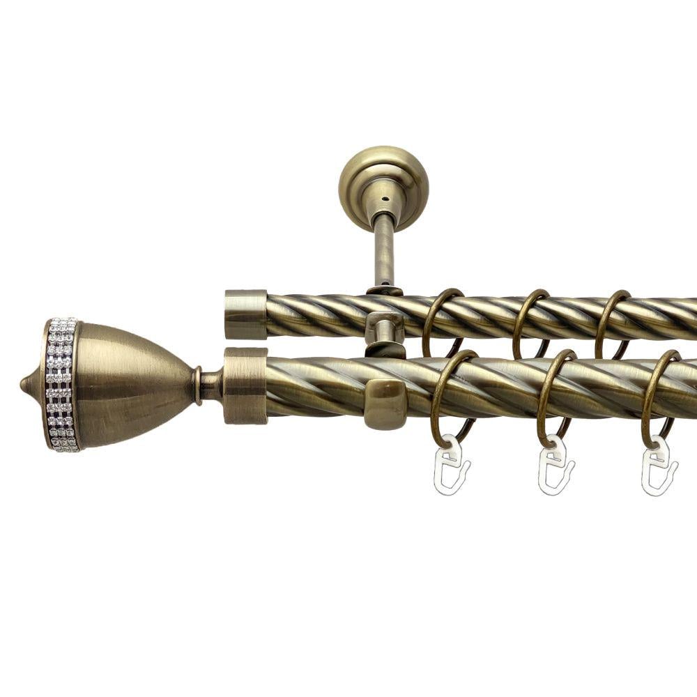 Карниз Orvit Етернія металевий дворядний відкритий скручена труба кільце металеве 25/19 мм 300 см Антик (00-00017884)