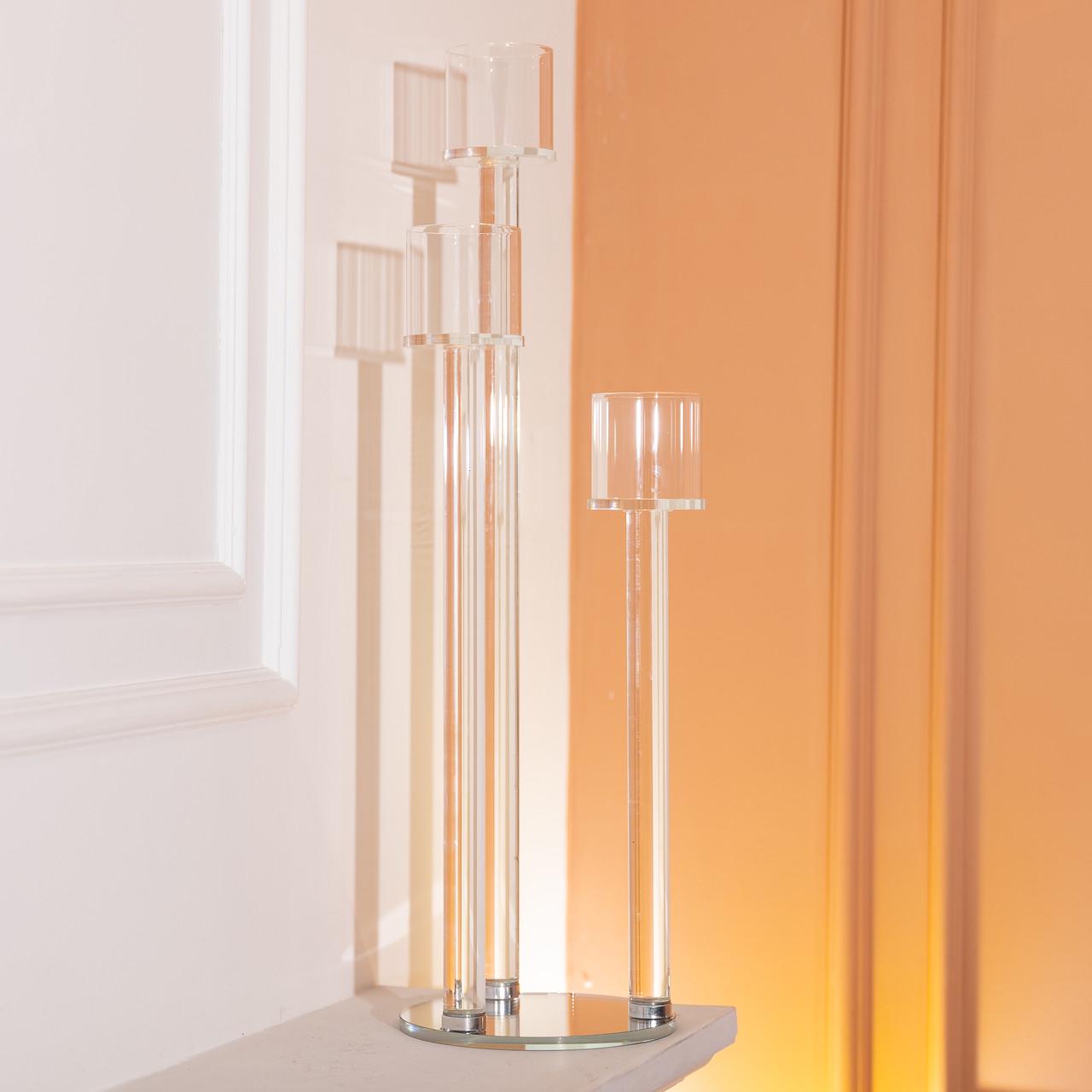 Подсвечник стеклянный на 3 свечи h 57 см (HP-4-15) - фото 2