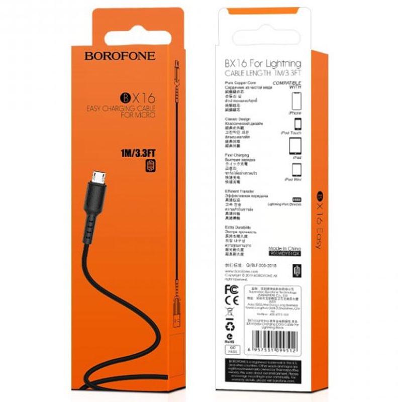 Кабель дата Borofone BX16 USB MicroUSB 1 м Black (00000060123_2) - фото 5