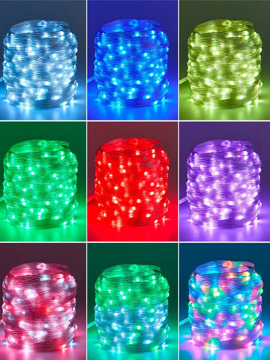 Светодиодная лента-гирлянда RGB USB питание с приложением и пультом управления 10 м Белый (66544) - фото 7