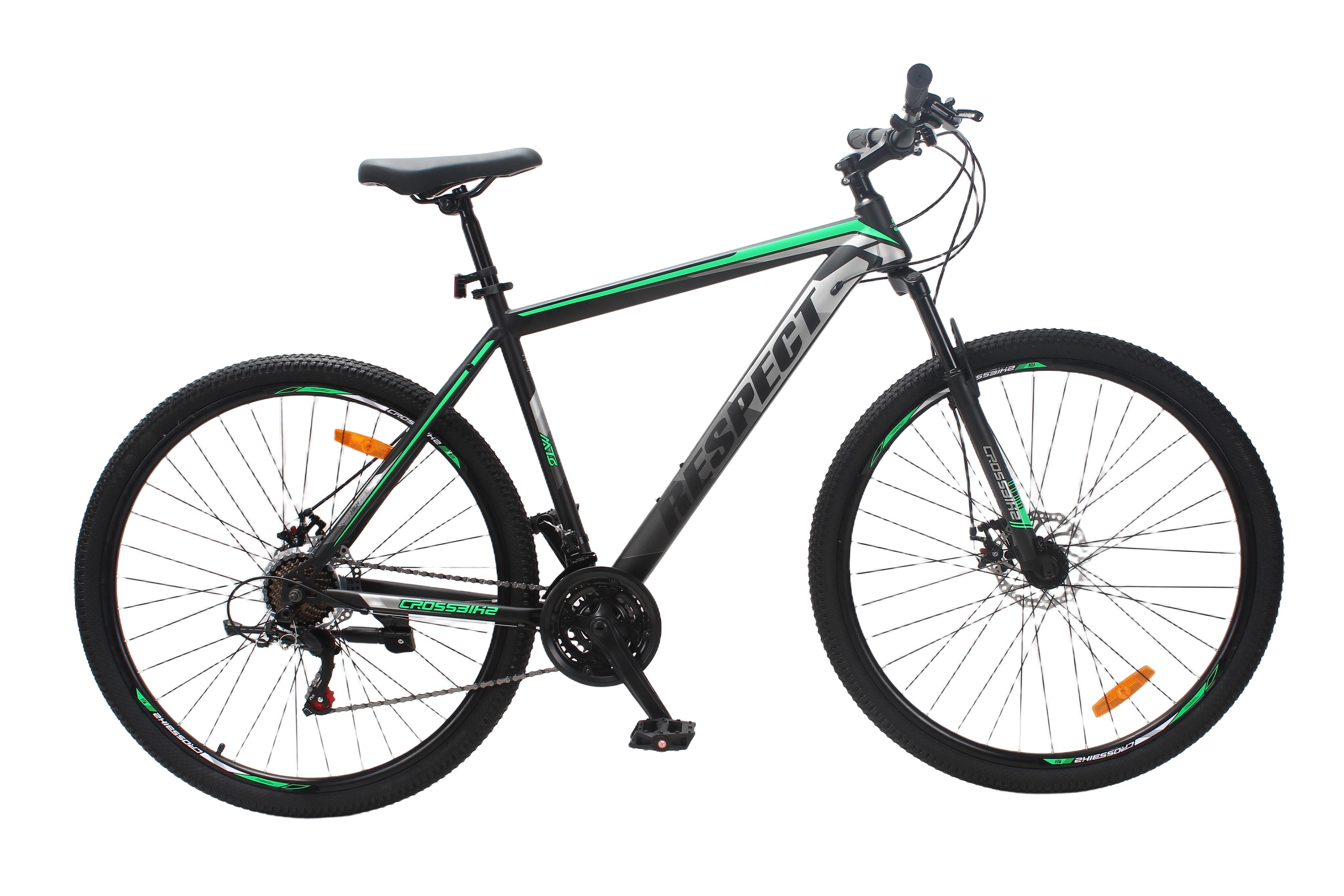 Велосипед CrossBike RESPECT 29" 21" Чорно-зелений