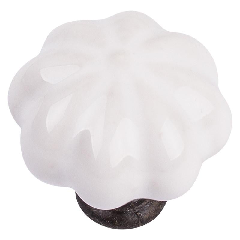 Меблева ручка Rosa Fiori CR 9160.34 Антична бронза/Білий (31482)