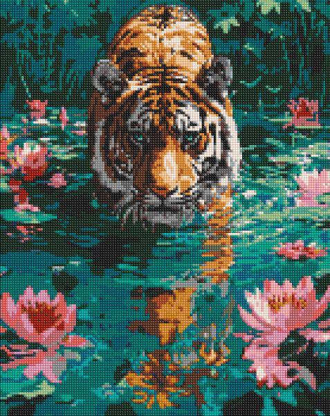Алмазная мозаика Ideyka Тигр на охоте 40x50 см (Id-AMO8045)