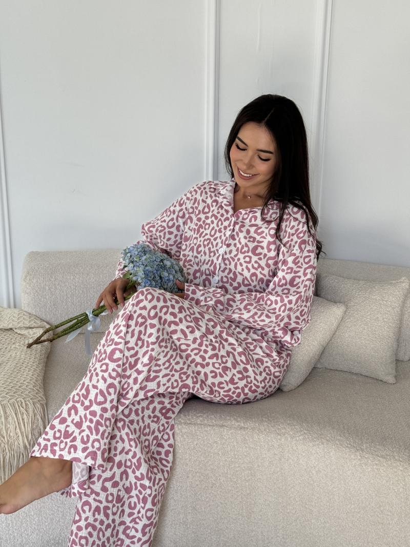 Піжама жіноча з мусліну Leo S Білий (MR26197770) - фото 1 Піжама жіноча з мусліну Leo S Білий (MR26197770) - фото 1