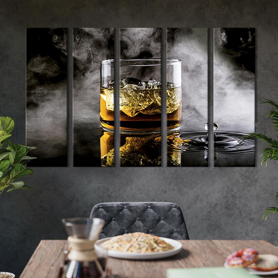Модульная картина из 5 частей на холсте Холодный крепкий виски 132x80 см (307-51)