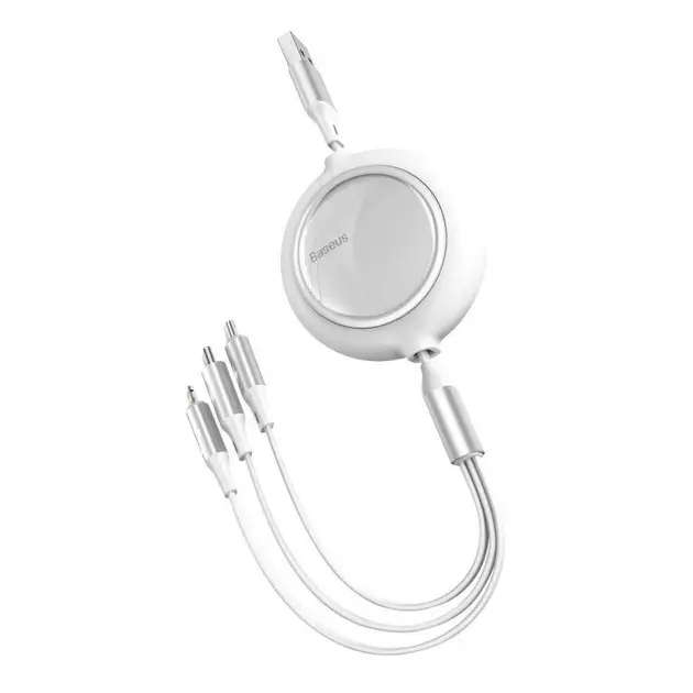 Кабель BASEUS Bright Mirror Cable USB to MicroUSB/Lightning/Type-C CAMLT-MJ02 3в1 3,5A 1,2 м White