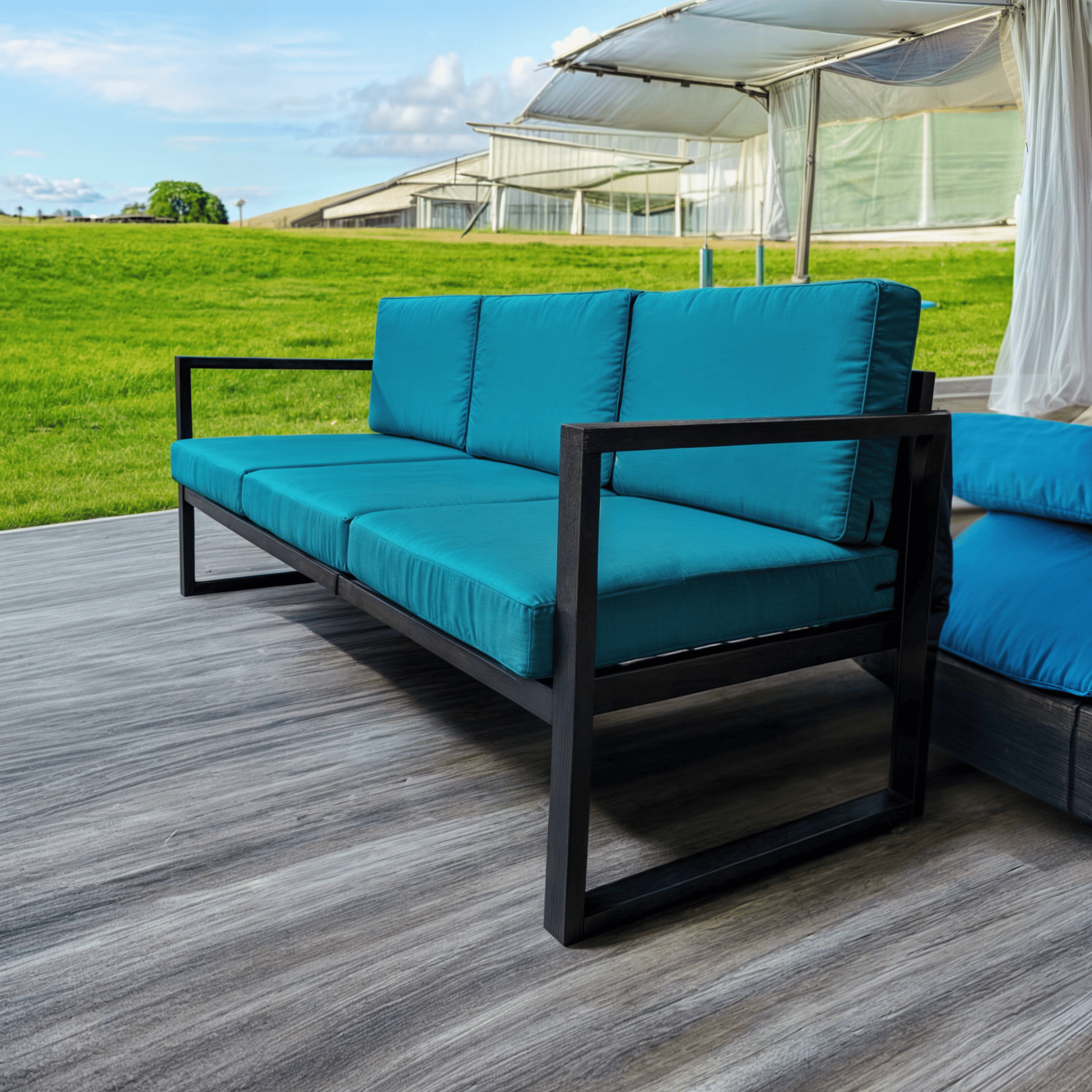 Диван металлический Tobi Sho Лофт Стейт DV1 с подлокотниками и мягкими подушками 750х2100х700 мм рогожка 16/Бирюзовый - фото 3 Диван металлический Tobi Sho Лофт Стейт DV1 с подлокотниками и мягкими подушками 750х2100х700 мм рогожка 16/Бирюзовый - фото 3