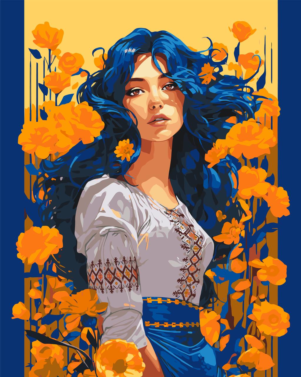 Картина по номерам ORIGAMI Девушка украинка Патриотический сюжет 40х50 см (LW30040)