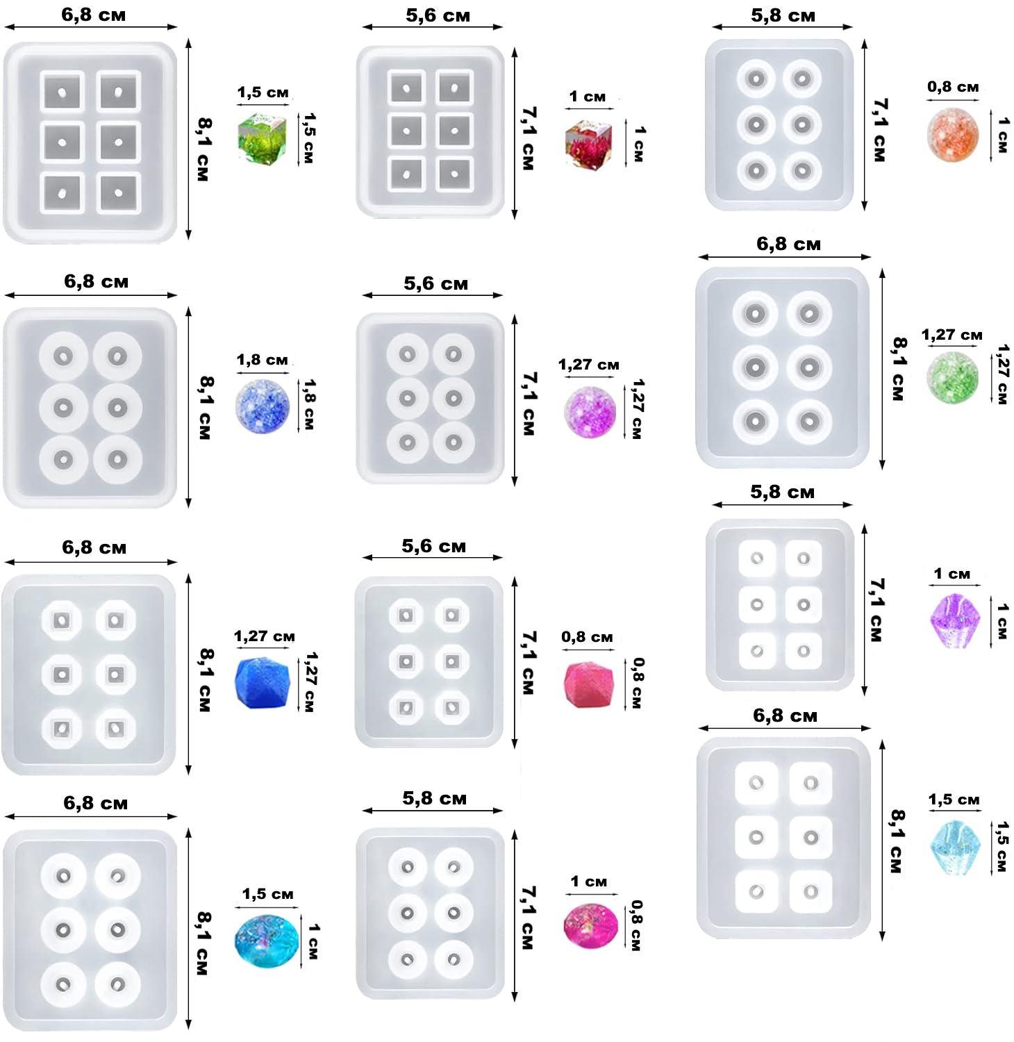 Набір форм силіконових LET'S RESIN 12в1 для створення намистин з епоксидної смоли різних розмірів - фото 3 Набір форм силіконових LET'S RESIN 12в1 для створення намистин з епоксидної смоли різних розмірів - фото 3