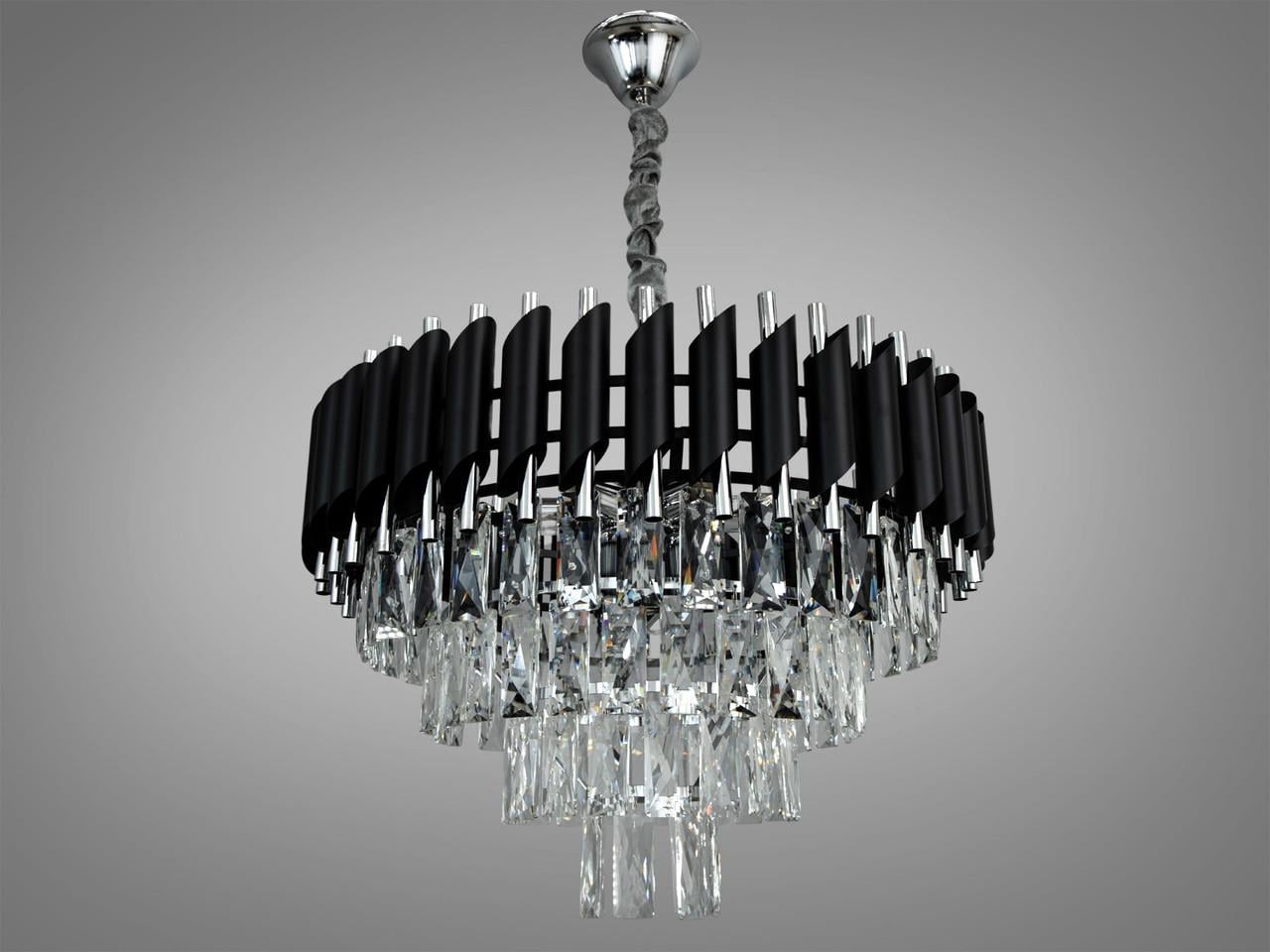 Люстра хрустальная в гостиную 9001-550BK+CH-LS на 9 ламп Черный/Хром (2216126294)