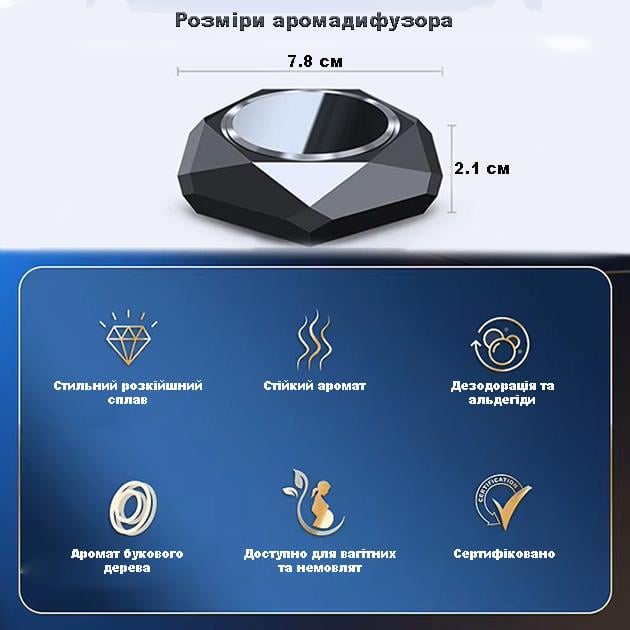 Ароматизатор автомобільний і 2 флакони аромаолії Car Aroma металевий сплав Чорний - фото 10