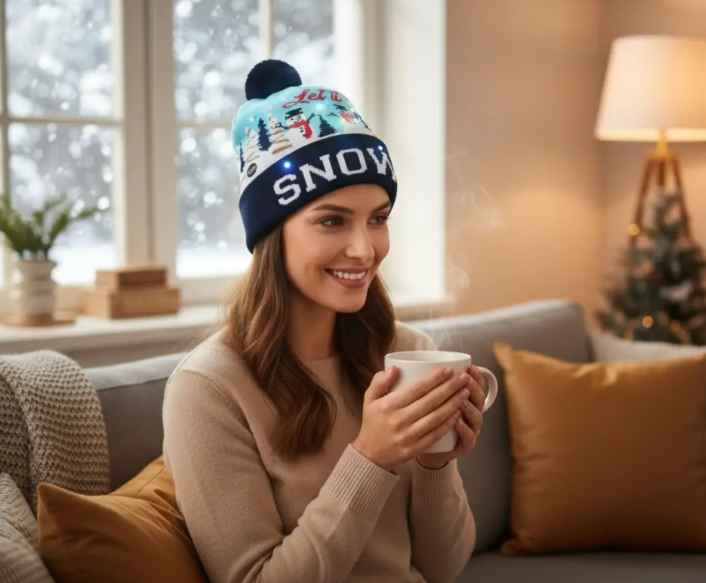 Шапка Новогодняя с гирляндой One Size Синий (29548893) - фото 4 Шапка Новогодняя с гирляндой One Size Синий (29548893) - фото 4