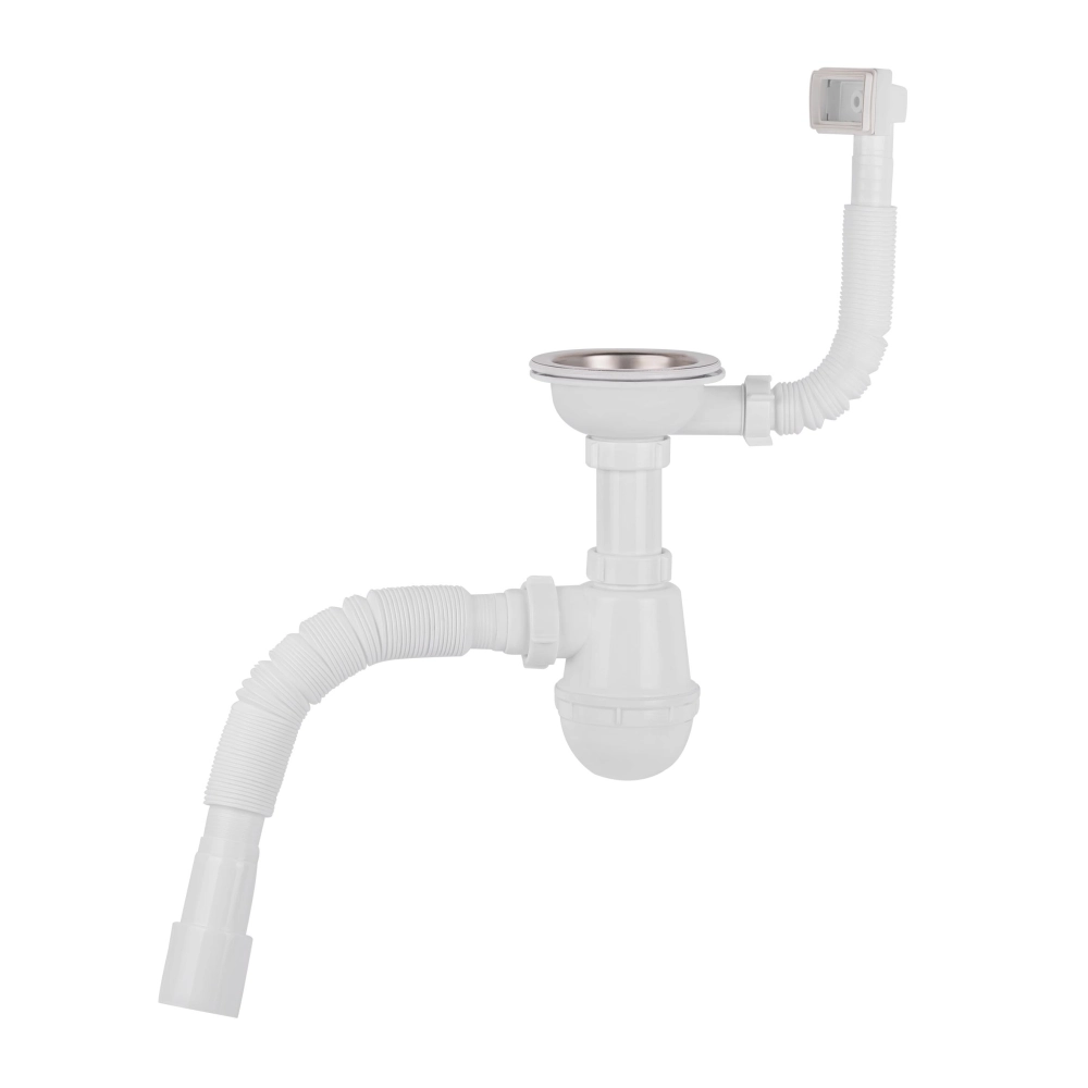 Сифон для кухонної мийки Lidz LK03 колбовий з квадратним переливом 115 мм 40/50 мм (LK03)