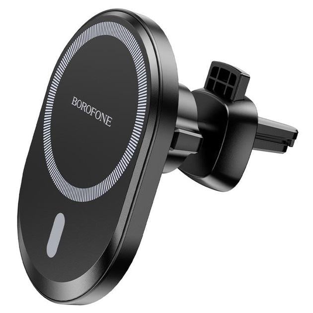 Тримач магнітний з бездротовою зарядкою Borofone BH201 magnetic wireless fast charging car holder Black (20359447) - фото 1