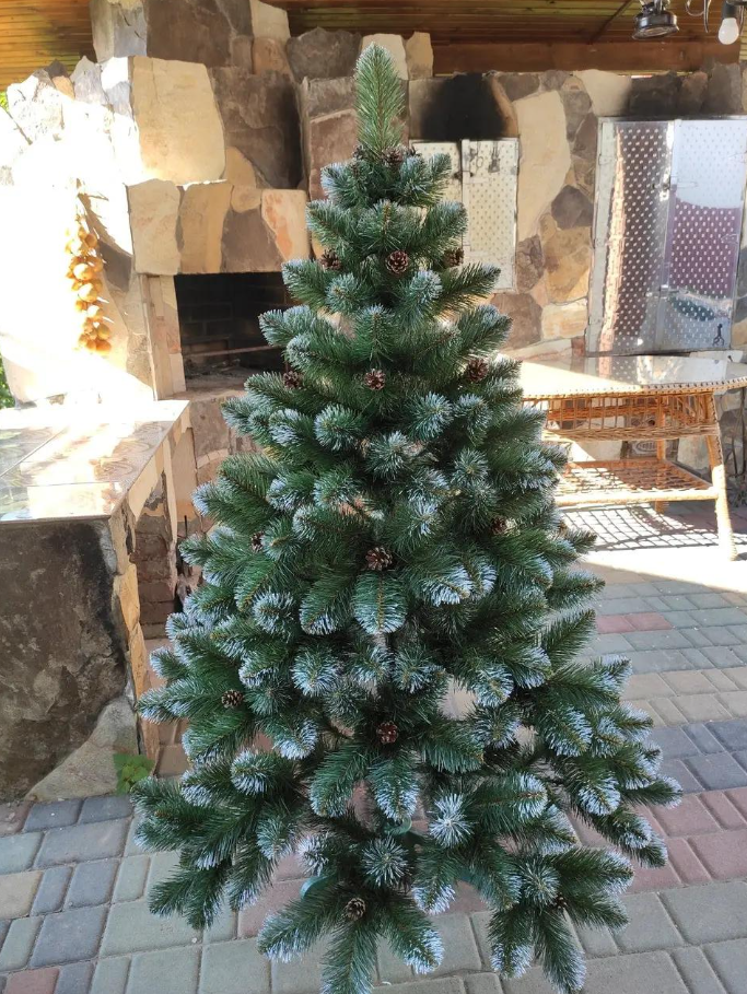 Штучна ялинка Елітна з шишками та підставкою 1,50 м Темно-зелений/Білий (NYT15317) - фото 7 Штучна ялинка Елітна з шишками та підставкою 1,50 м Темно-зелений/Білий (NYT15317) - фото 7