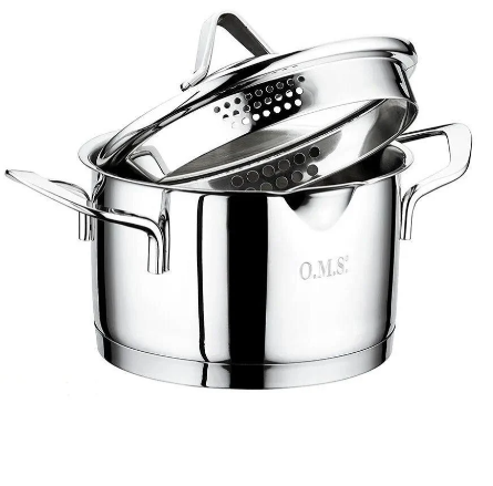 Каструля зі cкляною кришкою OMS з нержавіючої сталі для газу і індукціі 5,9 л (2039-5.9)
