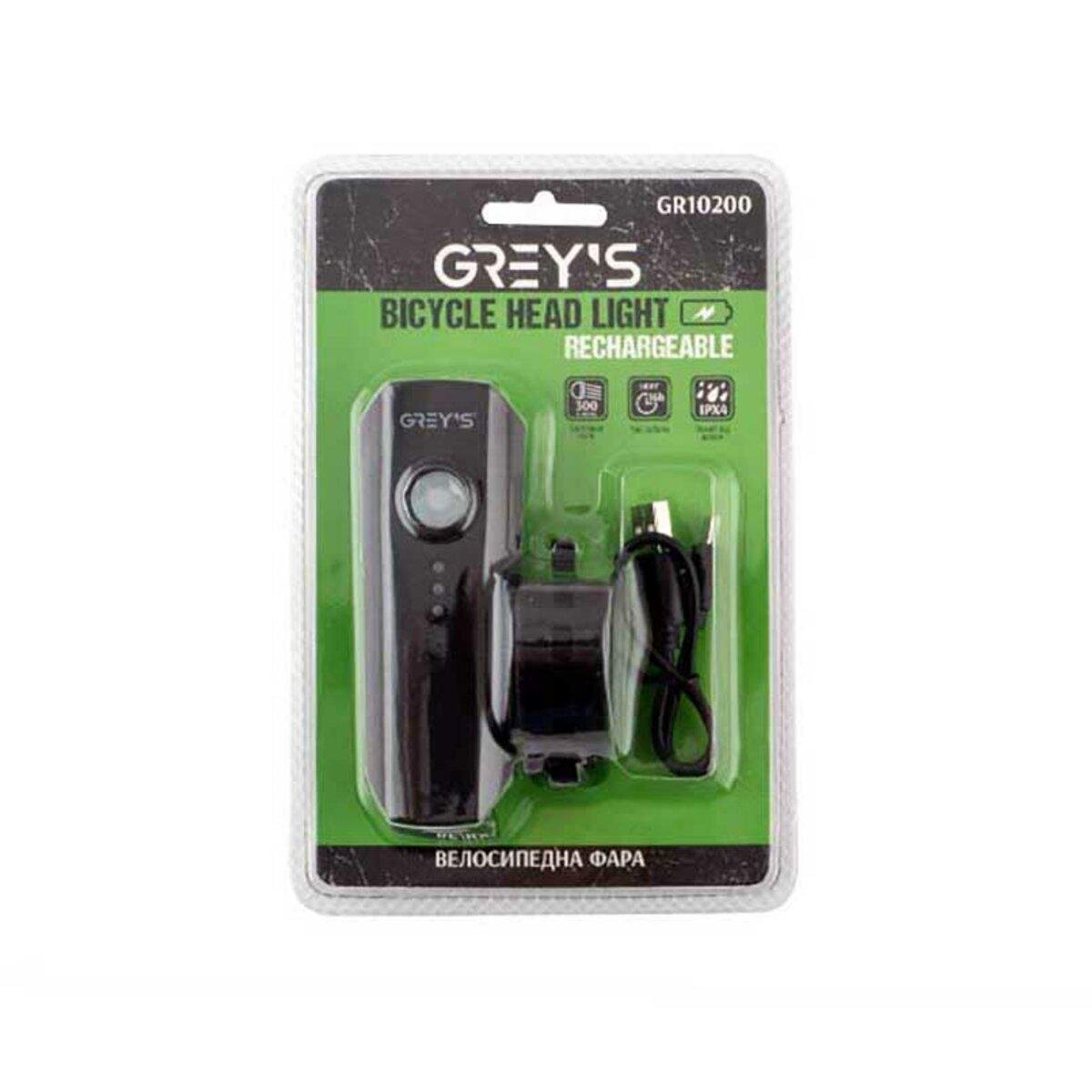 Велосипедна фара Grey's LED 300lm 1800mAh (5937)
