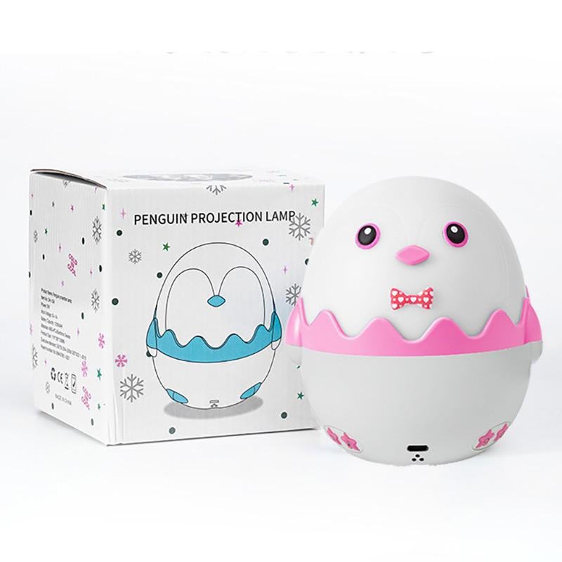 Ночник детский проектор музыкальный Пингвин космос на пульте управления 13 слайдов Розовый - фото 14