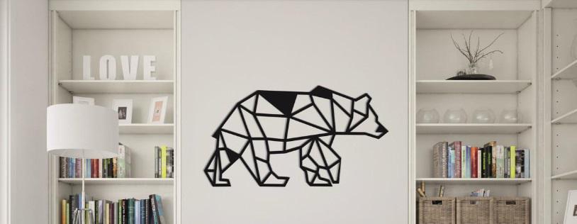 Панно деревянное Decart Geometric Bear декор для комнаты спальни офиса 130х72 см