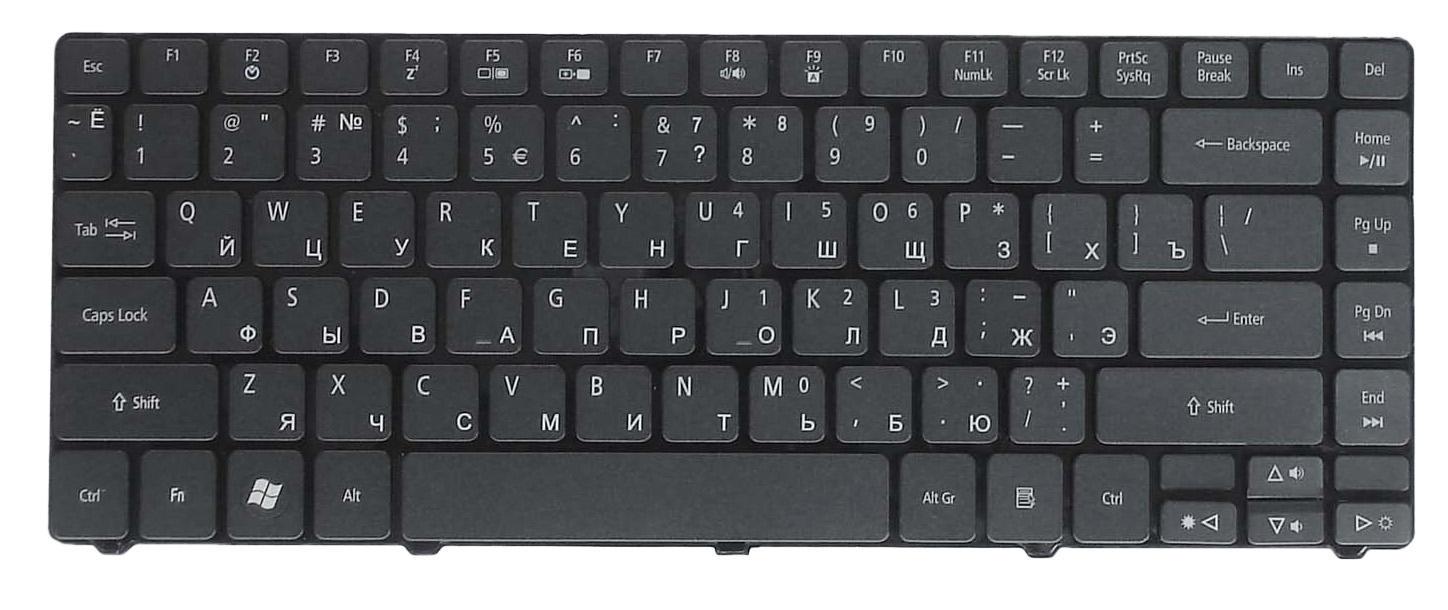Клавиатура для ноутбука Acer Aspire 3810T с подсветкой Light Black Клавиатура для ноутбука Acer Aspire 3810T с подсветкой Light Black