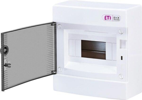 Щит розподільчий пластиковий ETI ECT 8PT навісний 8 модулів IP40 прозорі дверцята Білий (1101000)
