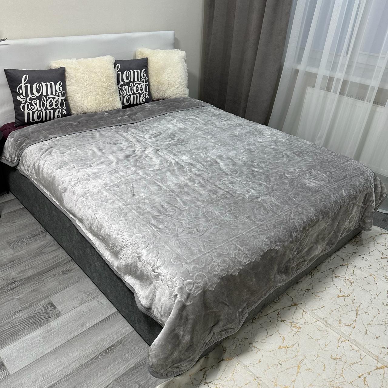 Покрывало на кровать акриловое 200x230 см Серый (P-акрил-9) - фото 1 Покрывало на кровать акриловое 200x230 см Серый (P-акрил-9) - фото 1