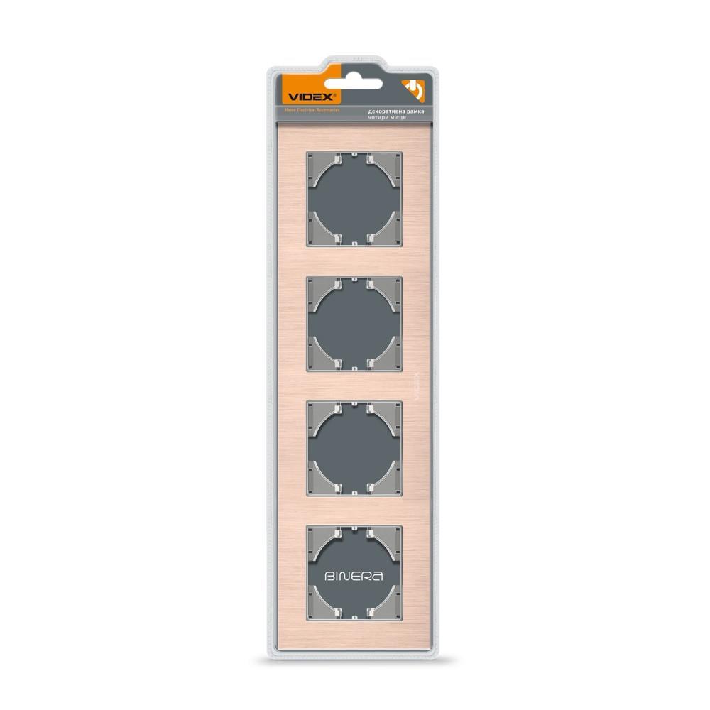 Рамка алюминиевая горизонтальная Videx Binera VF-BNFRA4H-CP