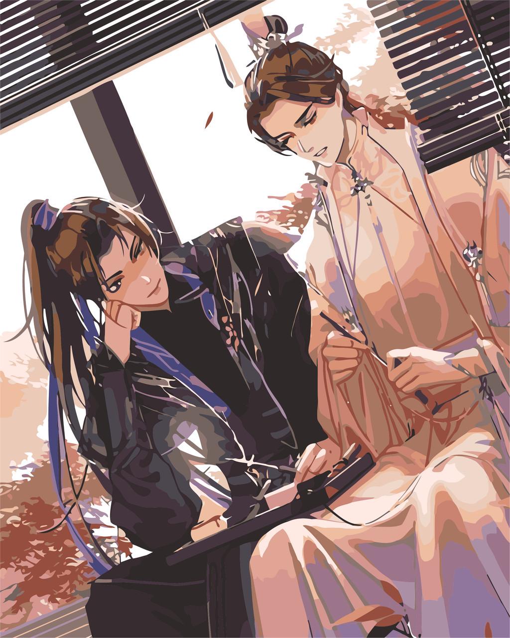 Картина за номерами ORIGAMI Аніме Хаскі та його вчитель Білий Кіт 40х50 см (LW3184)