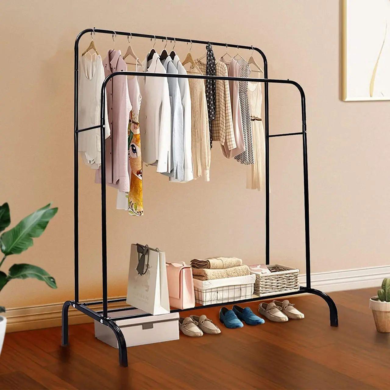 Стійка для одягу подвійна Double floor Hanger 162х96х44 см Чорний (opt-15243)