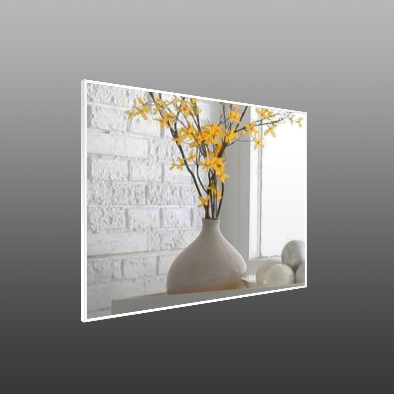 Зеркало настенное в алюминиевой раме Art-Com 700х500 мм Белый (Alum-White-2) Зеркало настенное в алюминиевой раме Art-Com 700х500 мм Белый (Alum-White-2)