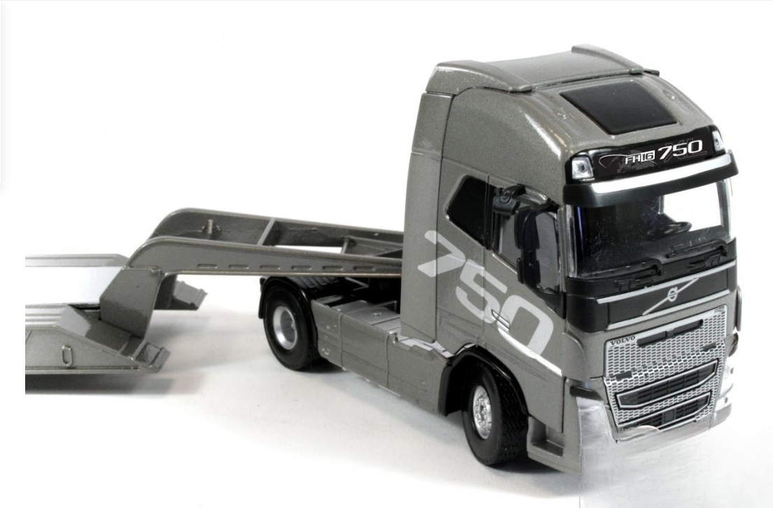 Тягач Volvo Globetrotter XL Tekno-Parts с низкорамным прицепом масштабная модель 1:50