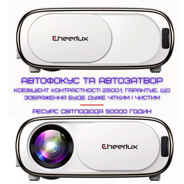 Проєктор портативний Cheerlux C16 Android 9.0 Full HD 1920х1080 P Wifi міні Led 4000 Lm з динаміком та Bluetooth 5.0 - фото 6