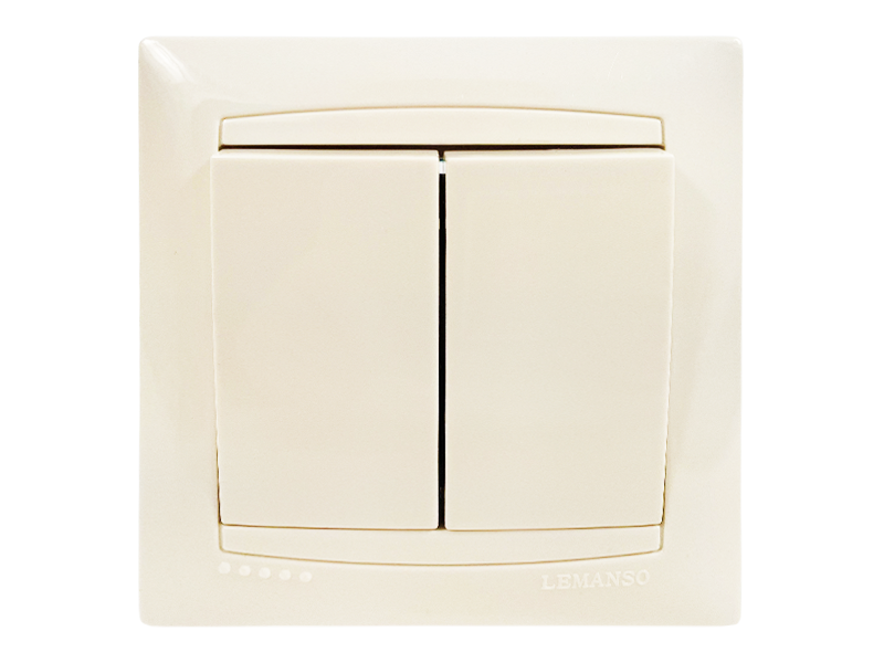 Выключатель 2-клавишный Lemanso Кремовый Сакура (LMR1105) Выключатель 2-клавишный Lemanso Кремовый Сакура (LMR1105)