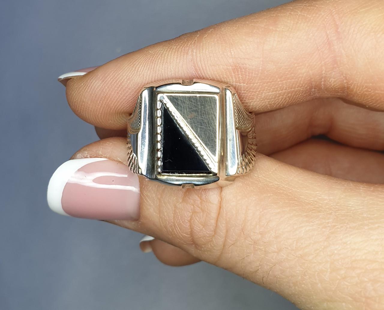 Кольцо серебряное с обсидианом р. 19 7,03 г (1145680808) Кольцо серебряное с обсидианом р. 19 7,03 г (1145680808)