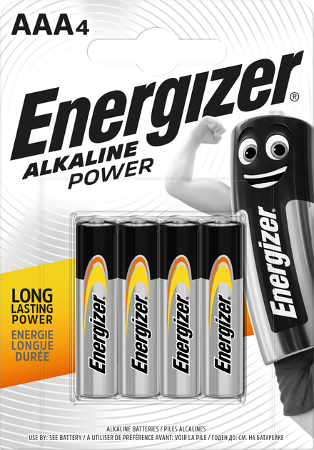 Батарейка алкалінова Energizer ALKALINE POWER LR03/ААА на блістері 4 шт.